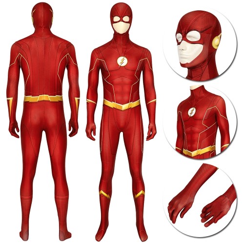 The Flash Cosplay Suit 3D Printed Spandex Season 6 Barry Allen Cosplay Red Suit
