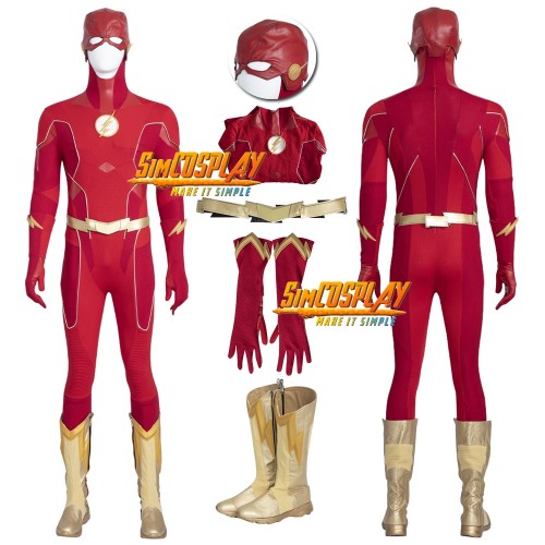 TF S8 Barry Allen Golden Boots Edition Cosplay Costumes