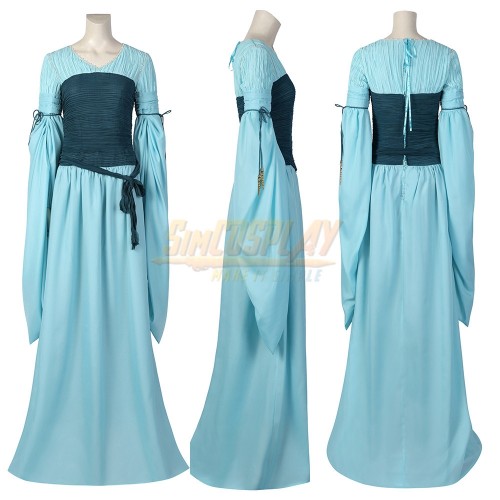 The Lord of the Rings Galadrie Cosplay Costumes Blue Dress