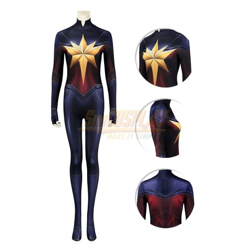 The Marvels Captain Marvel HD Printed Cosplay Costume Suit Ver.2