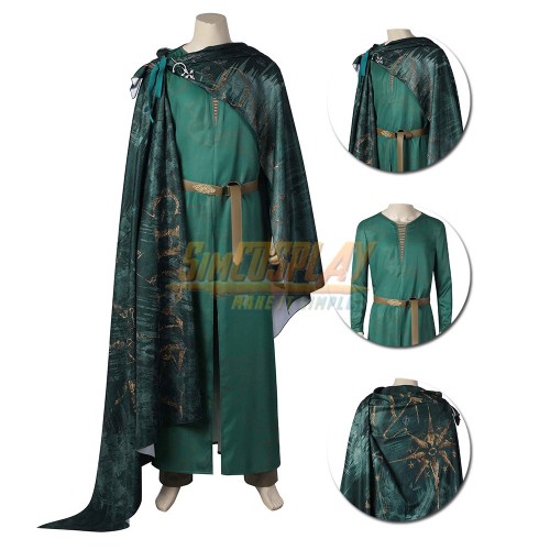 The Rings of Power Elrond Cosplay Costume Green Suit