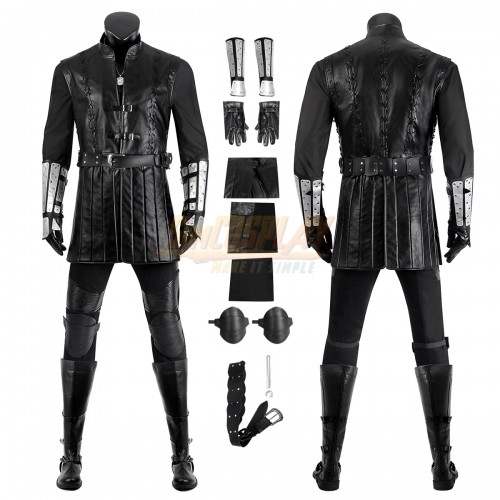 2023 Witcher S3 Geralt Black Leather Cosplay Costume Halloween Suit