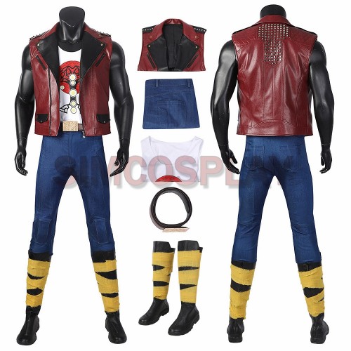 Thor 2022 Cosplay Costume Thor Love and Thunder Sleeveless Raptor Red Leather Jacket