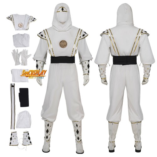 Tommy Oliver White Ninja Ranger Cosplay Costume Top Level