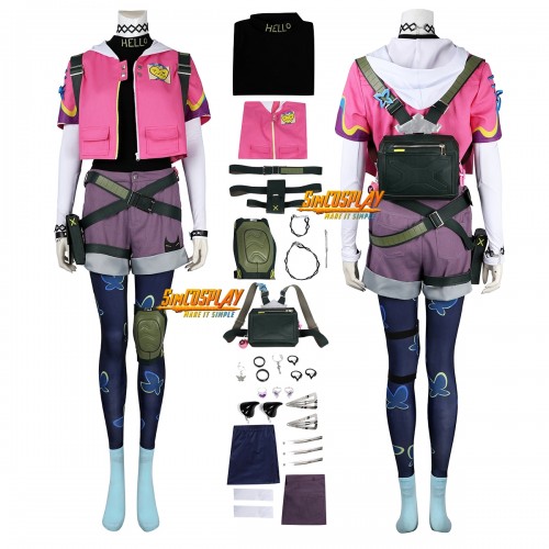 VALORANT CLOVE Pink Cosplay Costume With Backpack