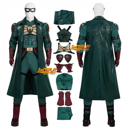 Ver.2 - Vought Rising Soldier Boy Cosplay Costume Green Leather Suit Top Level