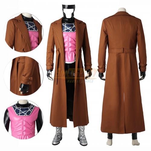 X-Men Gambit Cosplay Costume Long Coat and Pink Vest Ver.2