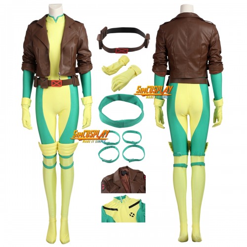 X-Men Rogue Cosplay Costume Classic Brown Leather Jacket Ver.2