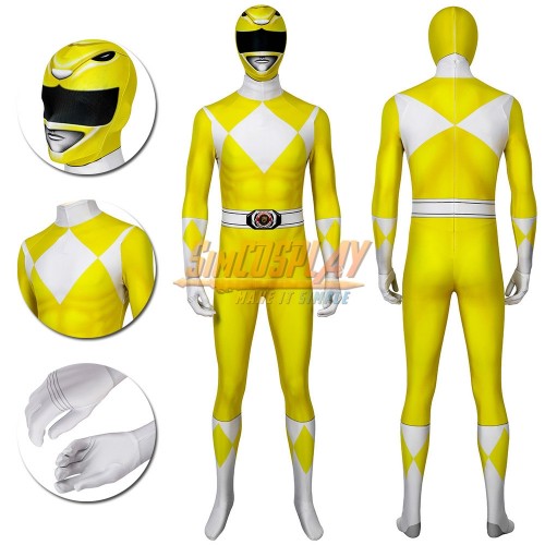 Yellow Ranger Cosplay Suit Power Rangers Yellow HQ Printed Spandex Costume