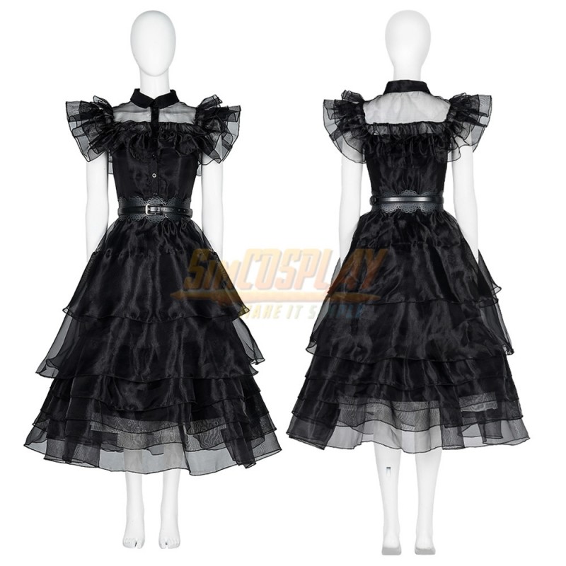 Wednesday Prom Dress and Wig Deluxe Set Halloween Costume Cosplay
