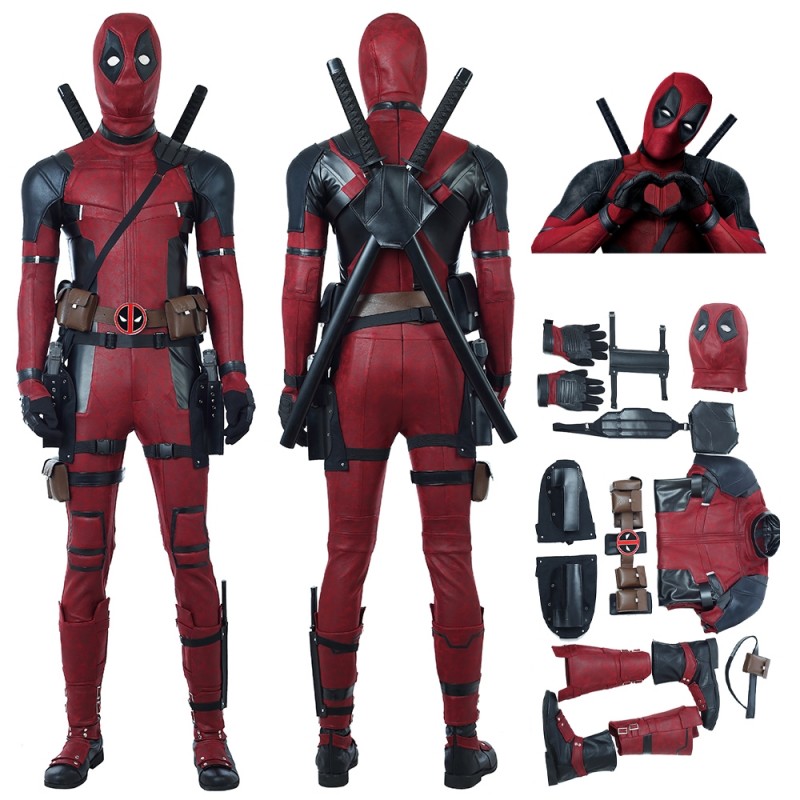 Deadpool 2 Cosplay Costume Mens Red Jumpsuit Full Set Halloween Custom made New 