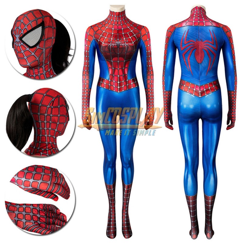 Female Spider-man Cosplay Suit Classic Tobey Maguire 3D Printed
