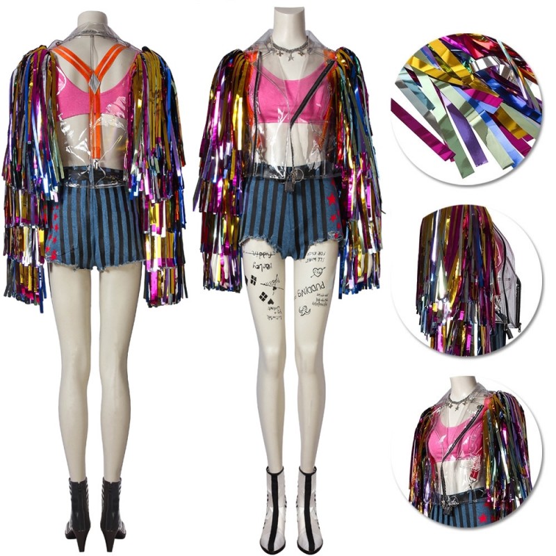 Harley Quinn Costume Birds of Prey Rainbow Cosplay Outfits Top Level