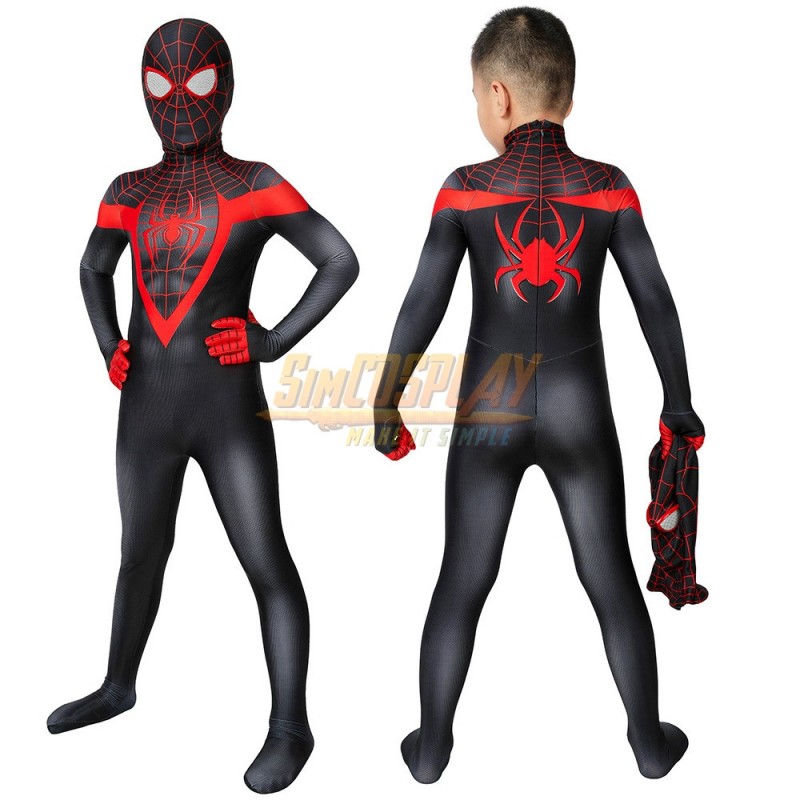 Kids Spider-man Miles Morales PS5 Cosplay Suit Spider-man Cosplay Costume  For Children