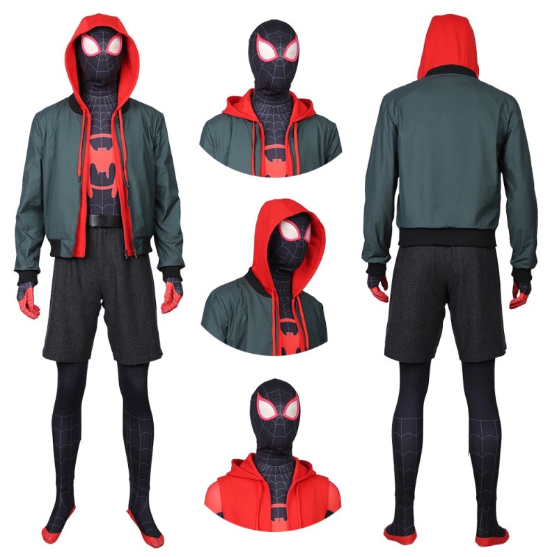 Spider Man Into The Spider Verse Cosplay Costumes Miles Morales Suit Top  Level