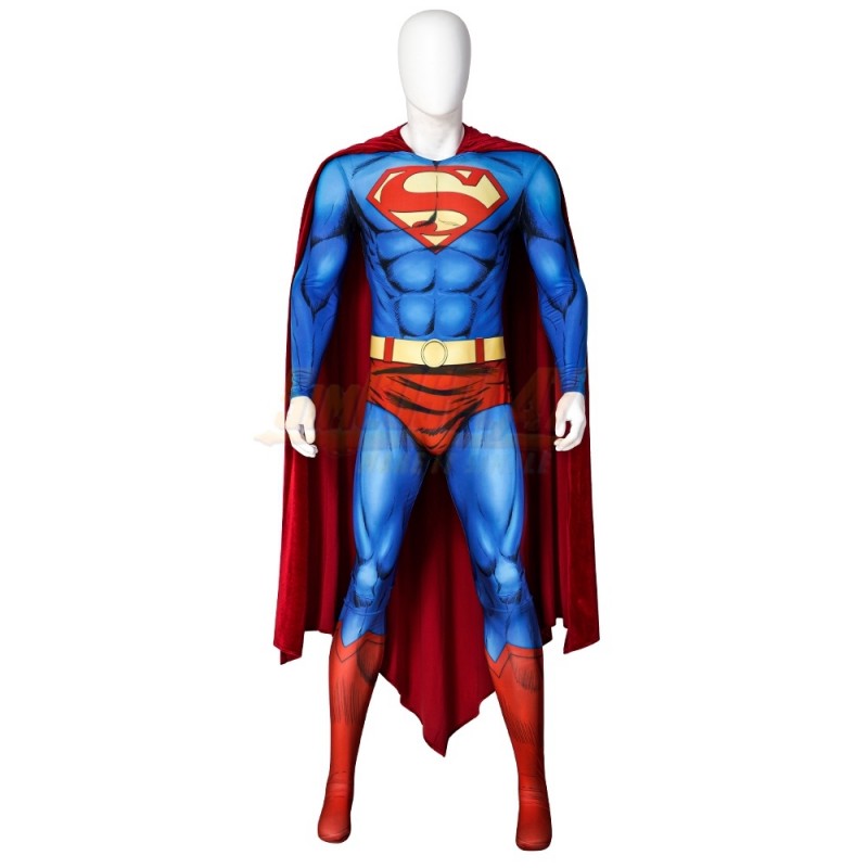 Superman Cosplay Costume Retro Manga Muscle Texture Print Version