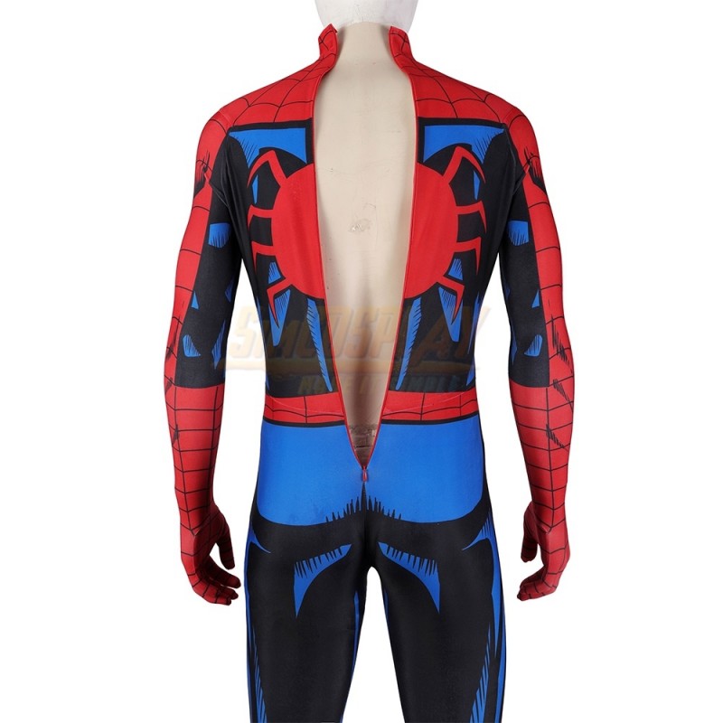Spiderman Vintage Comic Book Suit Printed Cosplay Costume