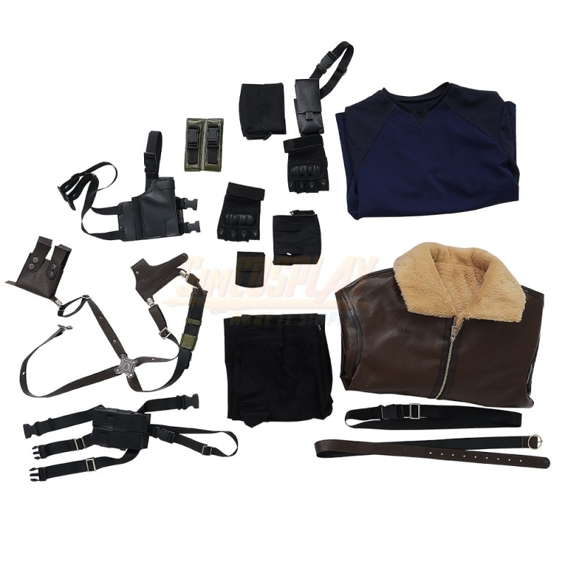 RE4 Remake Leon Kennedy Leather Cosplay Costume V2