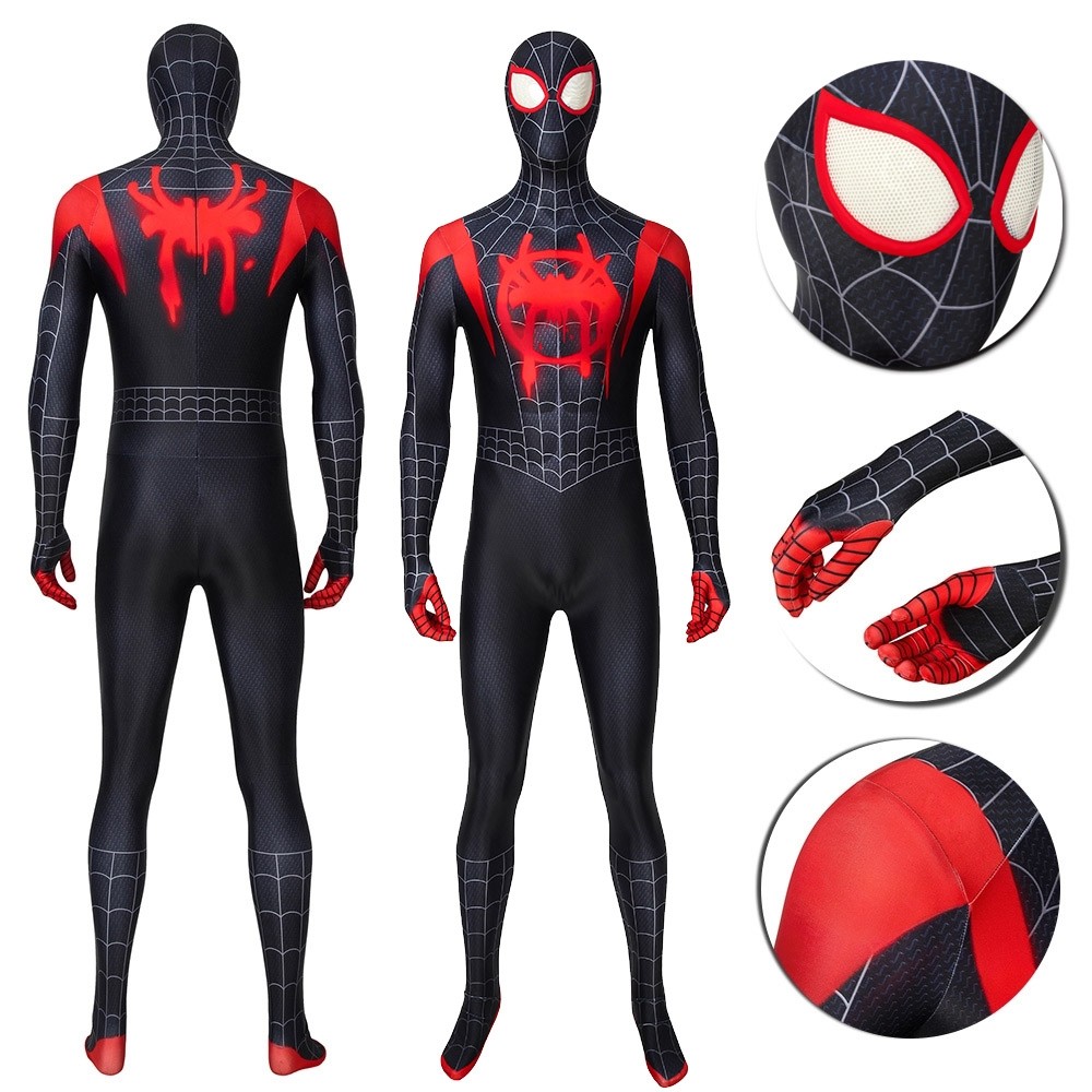 Miles Morales Suit Spiderman Into The Spider Verse Cosplay Costumes Ver.2