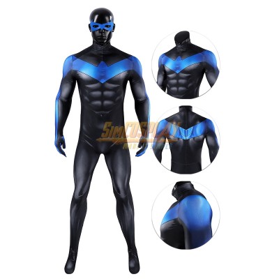2026 Dick Grayson Cosplay Costume Comic Blue Printed Spandex Suit