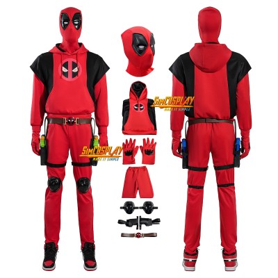 Adult Male Kidpool Cosplay Costume Hoodie Look Suit