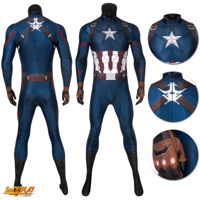 Avengers Endgame Captain America Steve Rogers Cosplay Printed Jumpsuit