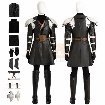 FF7EC Young Sephiroth Cosplay Costume Leather Suit Top Level