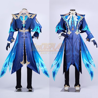 Genshin Impact Neuvillette Blue Tuxedo Style Cosplay Costume