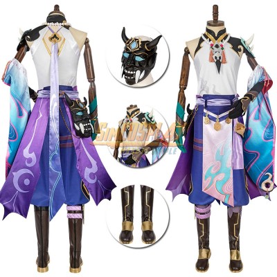 Genshin Impact Xiao Cosplay Costume Suit Top Level