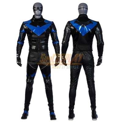 Gotham Knights Nightwing Cosplay Costume Leather Nightwing Suit