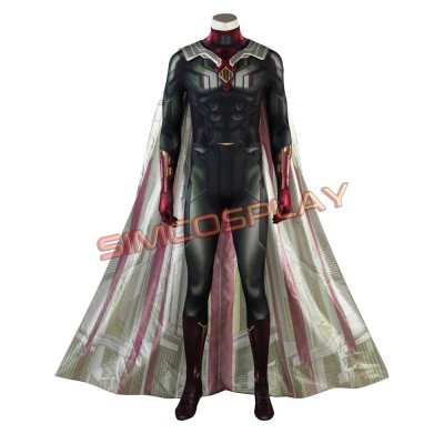 Avengers Vision Cosplay Costume Jumpsuit and Cloak Infinity War Edition