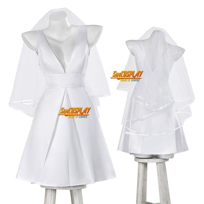 2024 Harley Cosplay Costume White Wedding Dress Edition