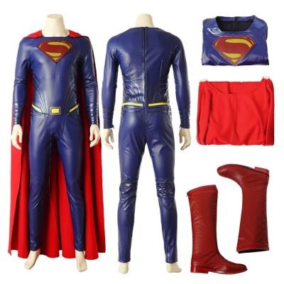 JL Super Heros Clark Cosplay Costume Leather Edition Top Level