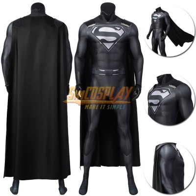  Super Hero Clark Black Suit Spandex Halloween Cosplay Costume Ver.2