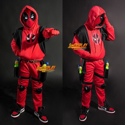 Kidpool Cosplay Costume Kids Halloween Deadpool Hoodie Suit