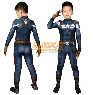 Kids Captain America Suits Winter Soldier Edition 3D Printed Cosplay Costume For Halloween