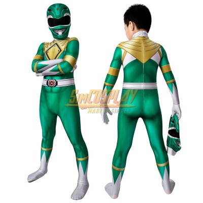 Kids Green Ranger Cosplay Suit Power Rangers Green HQ Printed Spandex Costume