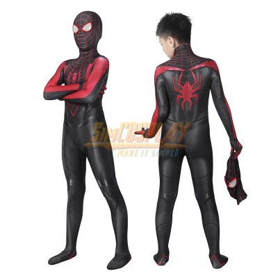 Kids Miles Morales Cosplay Costume Spiderman PS5 Edition