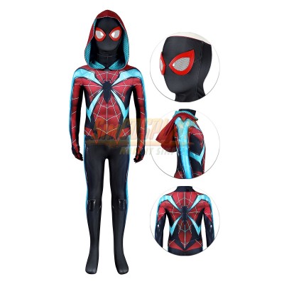 Kids Spider Man 2 Evolve Suit Miles Morales Cosplay Costume