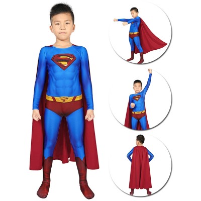 Kids Super Hero Clark Cosplay Suit Crisis on Infinite Earths Blue Kids Costume