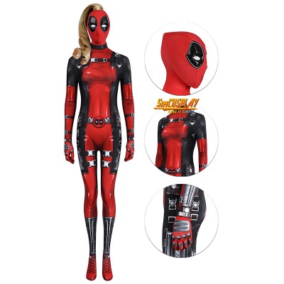 Lady Deadpool Wanda Wilson Comic Look Printed Cosplay Suit