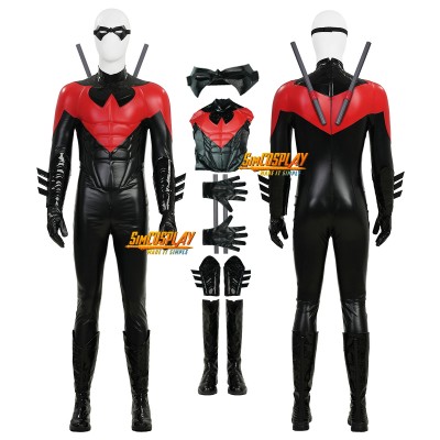 New 52 Dick Grayson Cosplay Costume Red Leather Suit