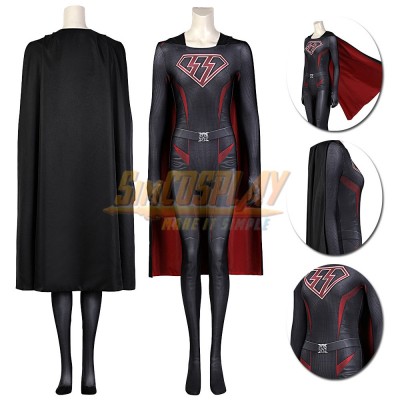 Kara Zor-El Cosplay Costumes Black Printed Suit