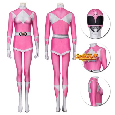 Pink Ranger Spandex Cosplay Suit Mighty Morphin Power Rangers Costume