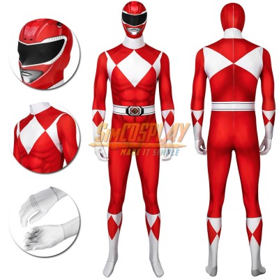 Red Ranger Cosplay Suit Power Rangers Red HQ Printed Spandex Costume