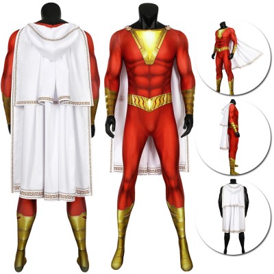 Billy Batson Cosplay Suit HQ Printed Spandex Costume With Cloak