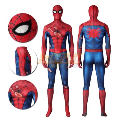 Spiderman PS5 Classic Suit Cosplay Costume Damaged Printed Edition