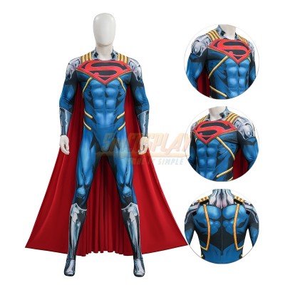 Superboy Prime Cosplay Costumes Printed Suit With Cape