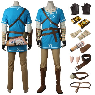 The Legend of Zelda Breath of the Wild Link Blue Tunic Cosplay Costume
