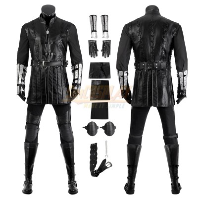 2023 Witcher S3 Geralt Black Leather Cosplay Costume Halloween Suit